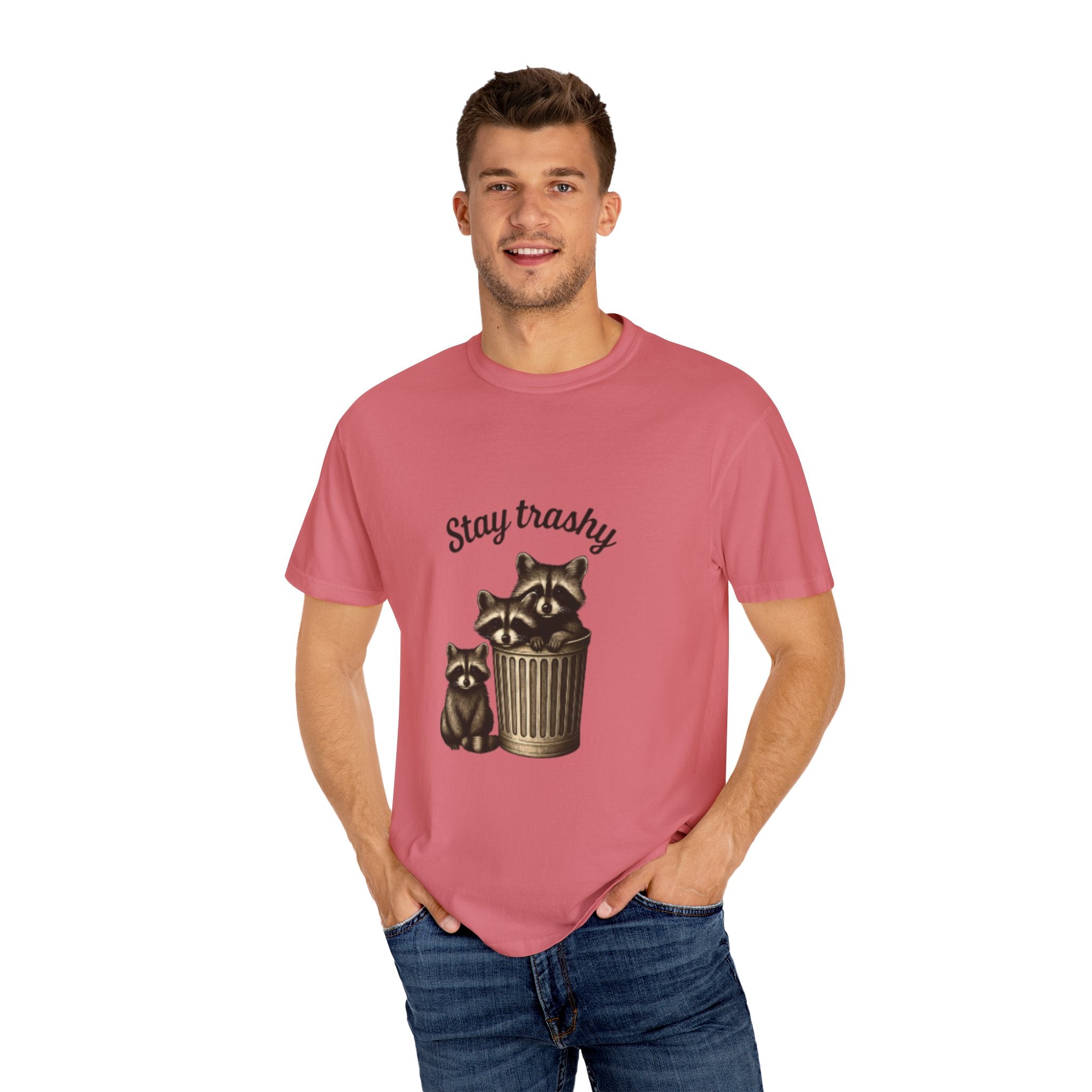 Stay Trashy Unisex T-Shirt, Funny Graphic Tee, Eco-Friendly Fashion, Gift for Raccoon Lovers, Casual Wear, Humor Shirt
