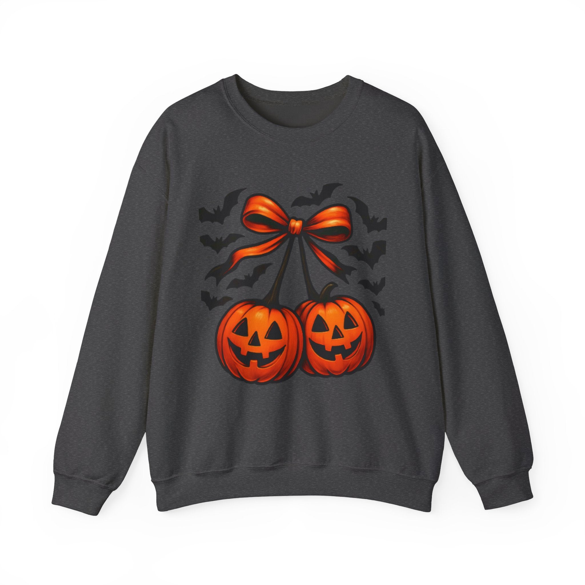 Pumpkin Bow Crewneck Sweatshirt | Cozy Halloween Apparel, Fall Fashion, Unisex Sweater, Autumn Gift, Spooky Season Clothing
