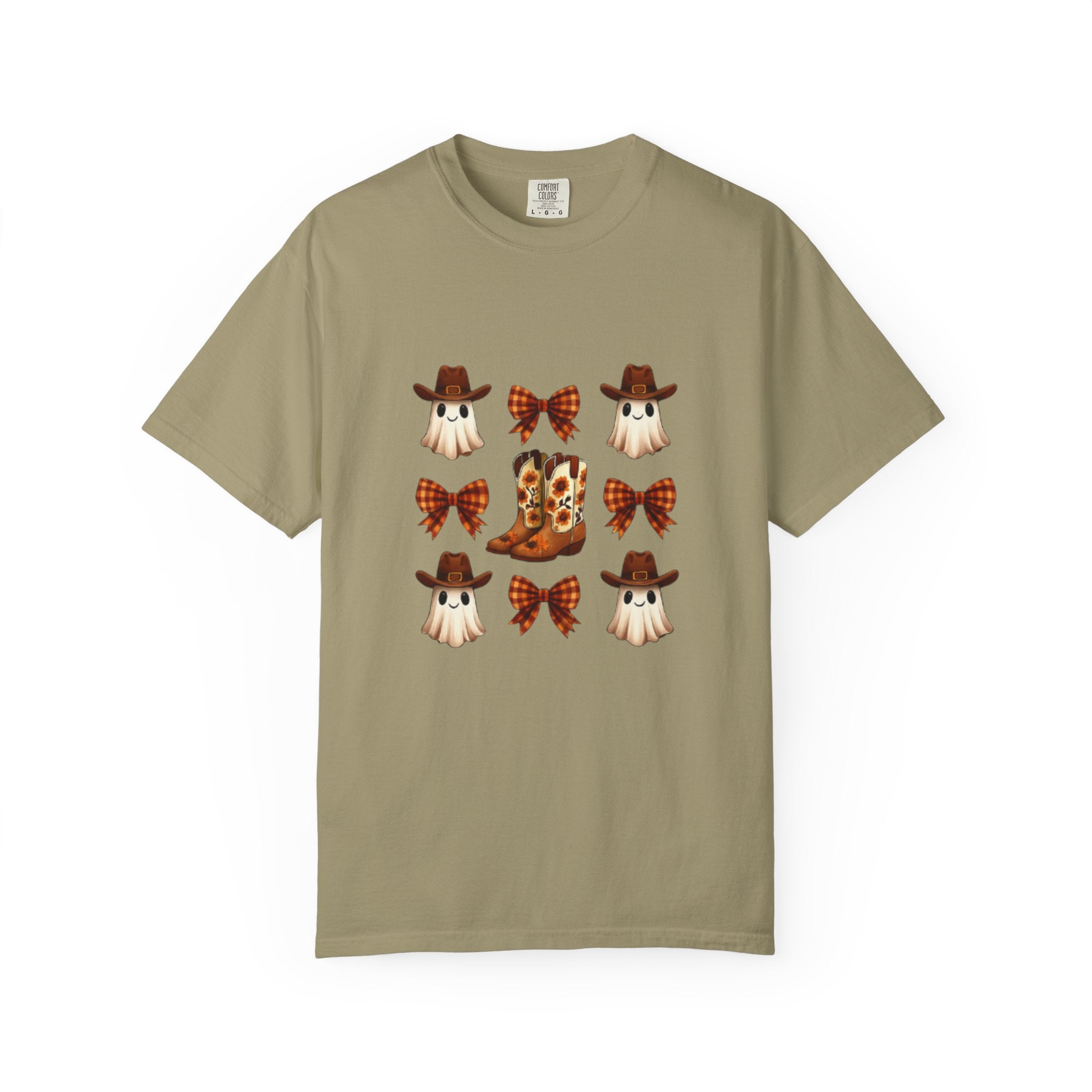 Whimsical Ghost & Boot T-Shirt | Halloween Unisex Tee, Fall Fashion, Cozy Casual Wear, Spooky Season Gift, Cute Outfit