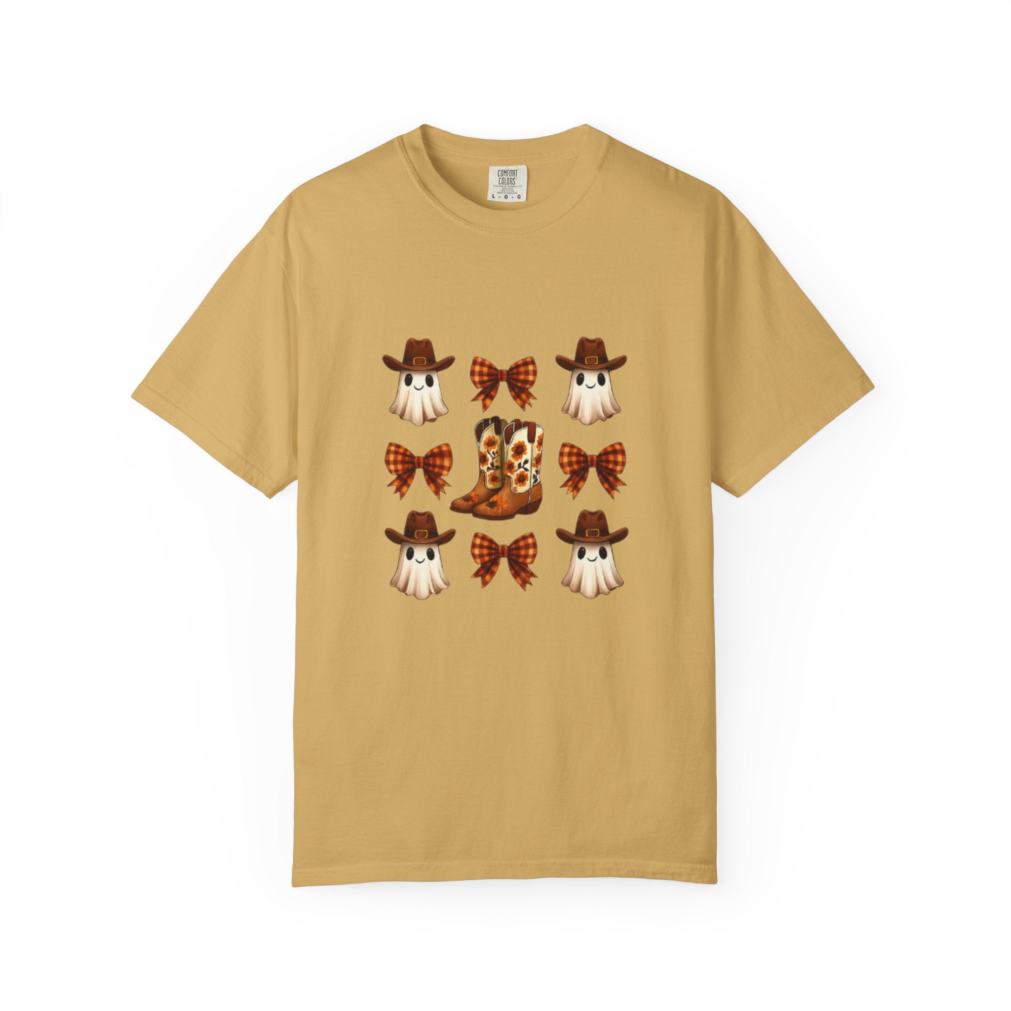 Whimsical Ghost & Boot T-Shirt | Halloween Unisex Tee, Fall Fashion, Cozy Casual Wear, Spooky Season Gift, Cute Outfit