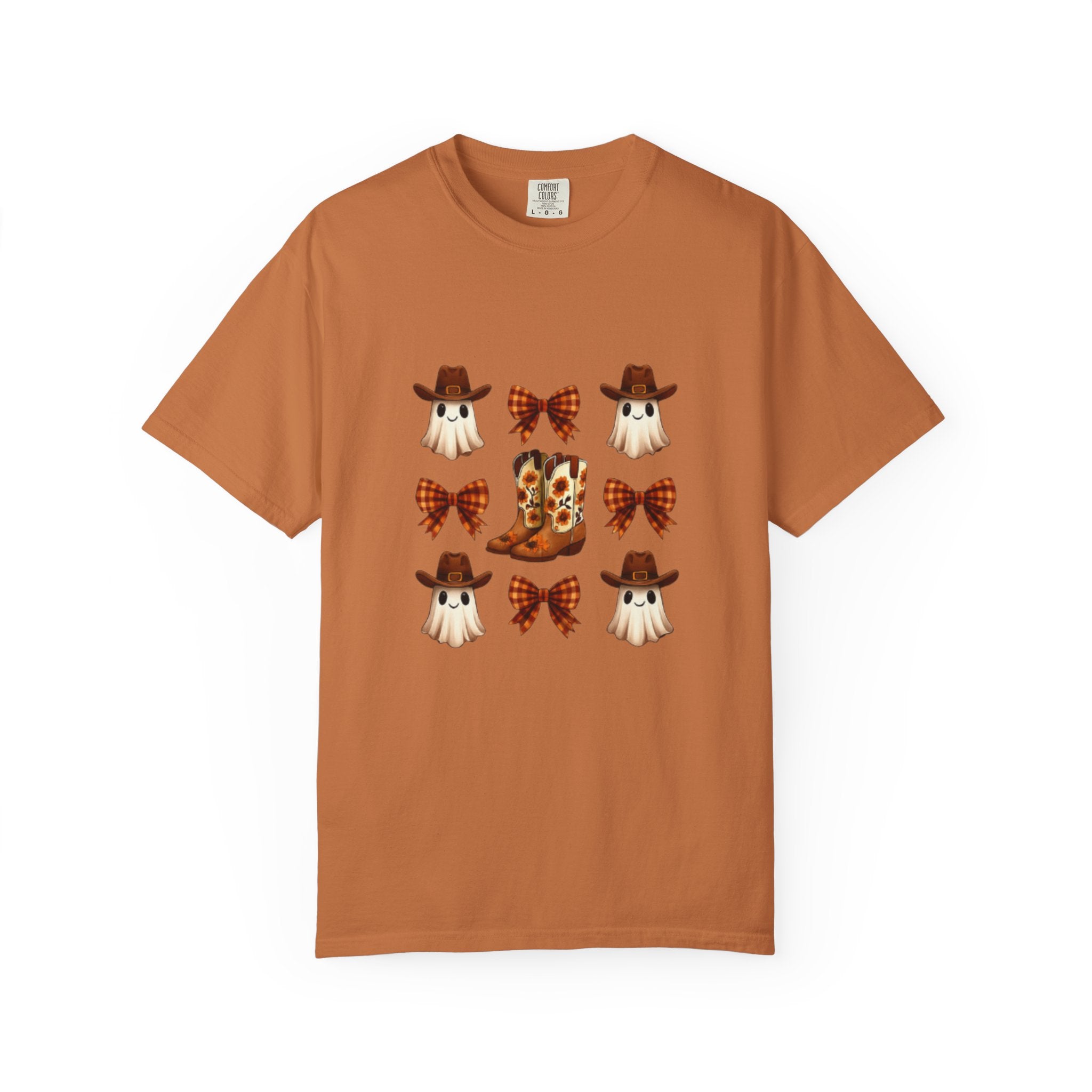 Whimsical Ghost & Boot T-Shirt | Halloween Unisex Tee, Fall Fashion, Cozy Casual Wear, Spooky Season Gift, Cute Outfit