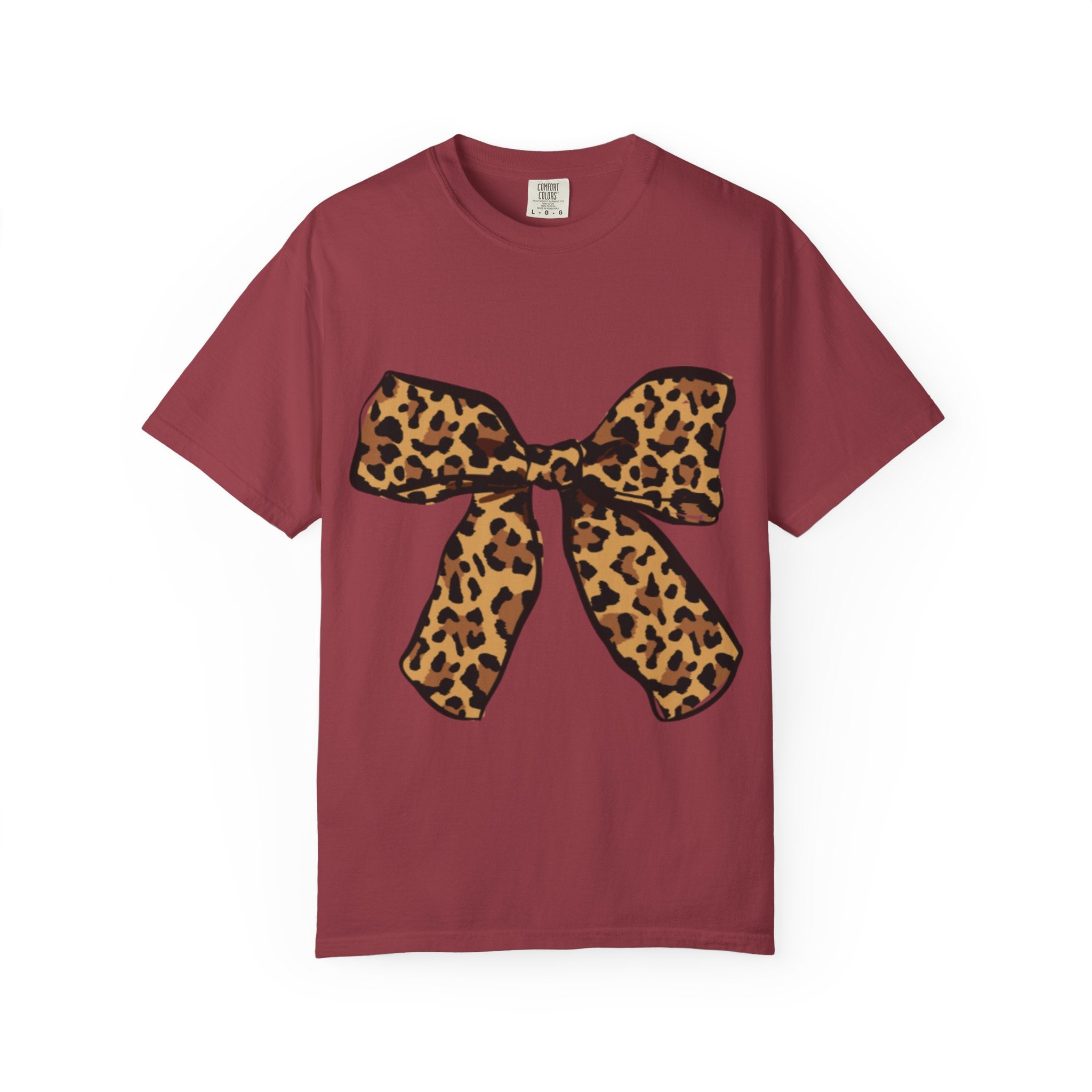 Leopard Print Bow T-Shirt, Fun Gift for Fashion Lovers, Casual Wear, Birthday, Everyday Style, Unique Graphic Tee