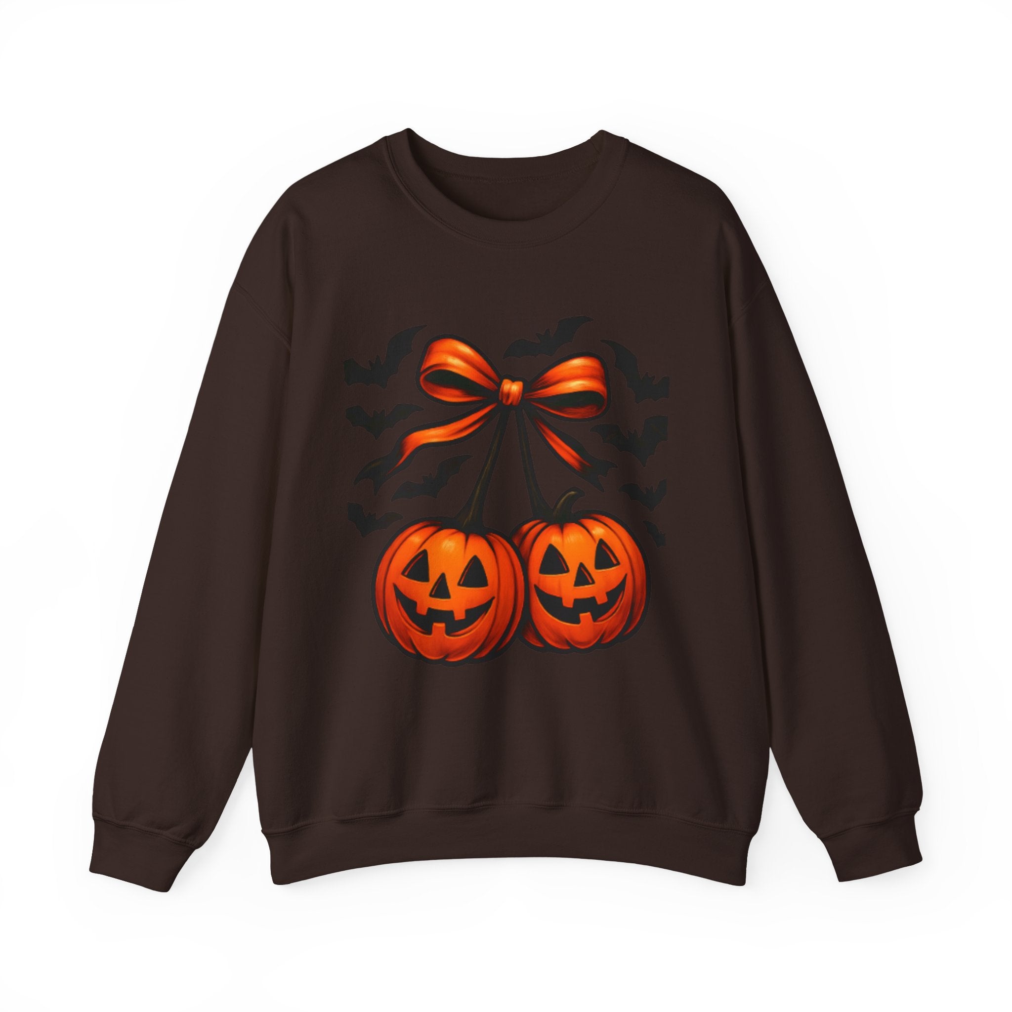 Pumpkin Bow Crewneck Sweatshirt | Cozy Halloween Apparel, Fall Fashion, Unisex Sweater, Autumn Gift, Spooky Season Clothing