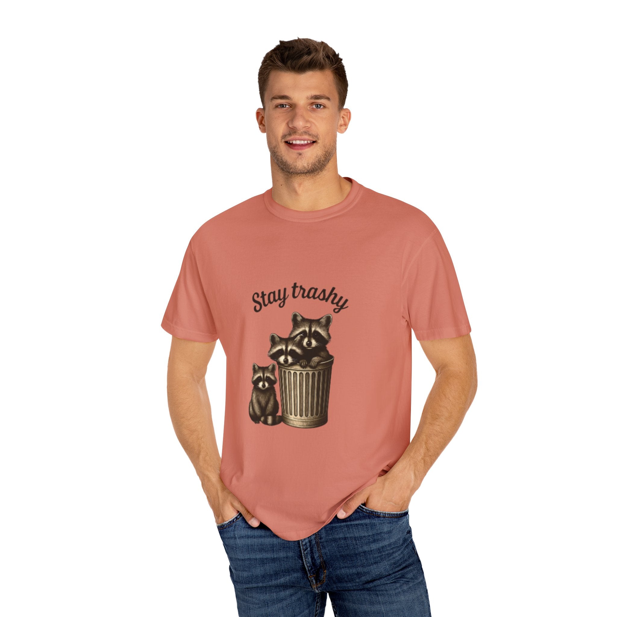 Stay Trashy Unisex T-Shirt, Funny Graphic Tee, Eco-Friendly Fashion, Gift for Raccoon Lovers, Casual Wear, Humor Shirt
