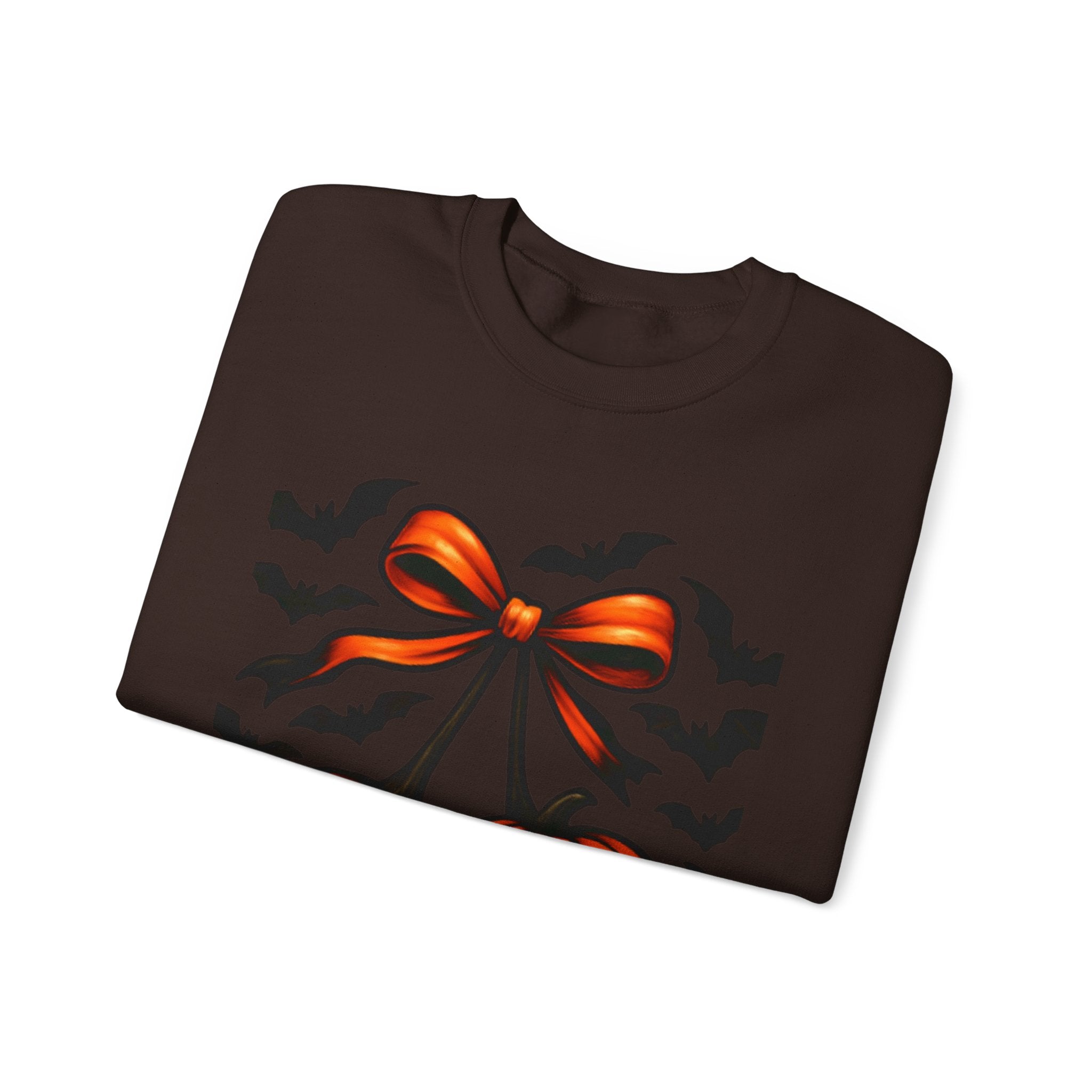 Pumpkin Bow Crewneck Sweatshirt | Cozy Halloween Apparel, Fall Fashion, Unisex Sweater, Autumn Gift, Spooky Season Clothing