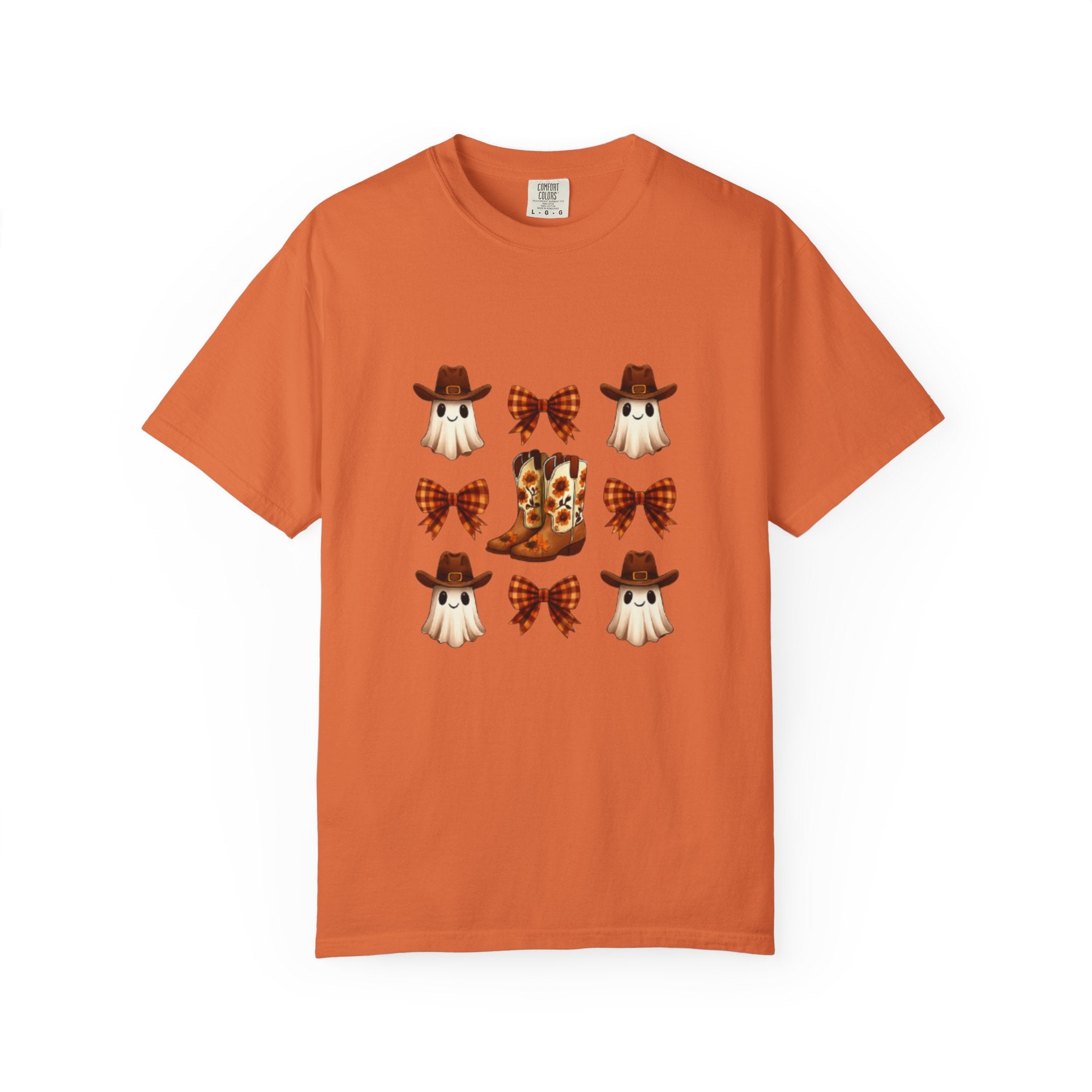 Whimsical Ghost & Boot T-Shirt | Halloween Unisex Tee, Fall Fashion, Cozy Casual Wear, Spooky Season Gift, Cute Outfit