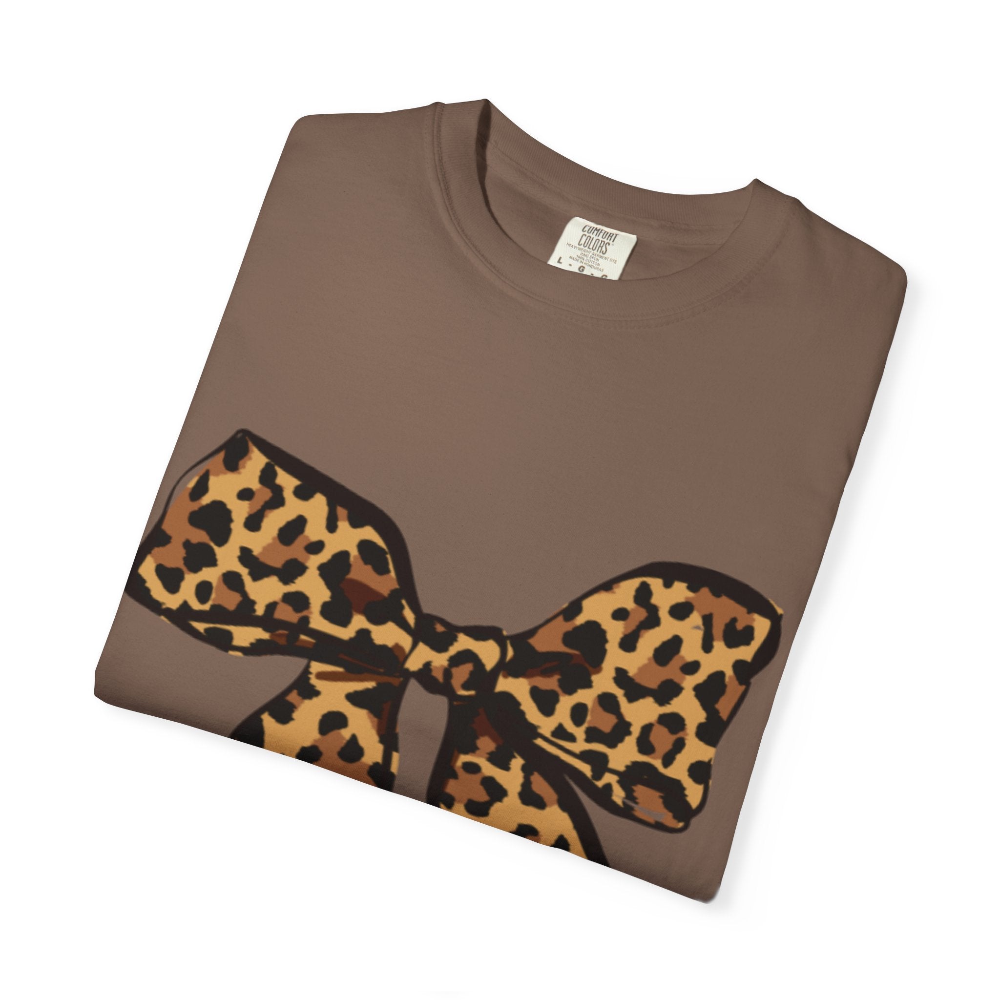Leopard Print Bow T-Shirt, Fun Gift for Fashion Lovers, Casual Wear, Birthday, Everyday Style, Unique Graphic Tee