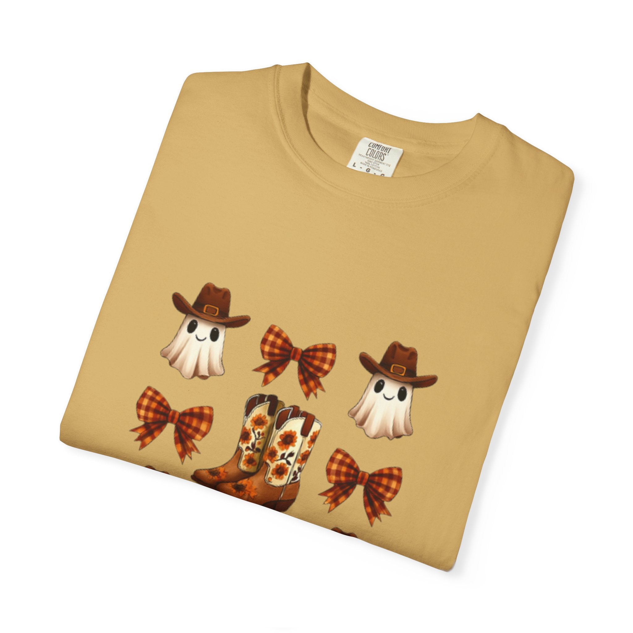 Whimsical Ghost & Boot T-Shirt | Halloween Unisex Tee, Fall Fashion, Cozy Casual Wear, Spooky Season Gift, Cute Outfit