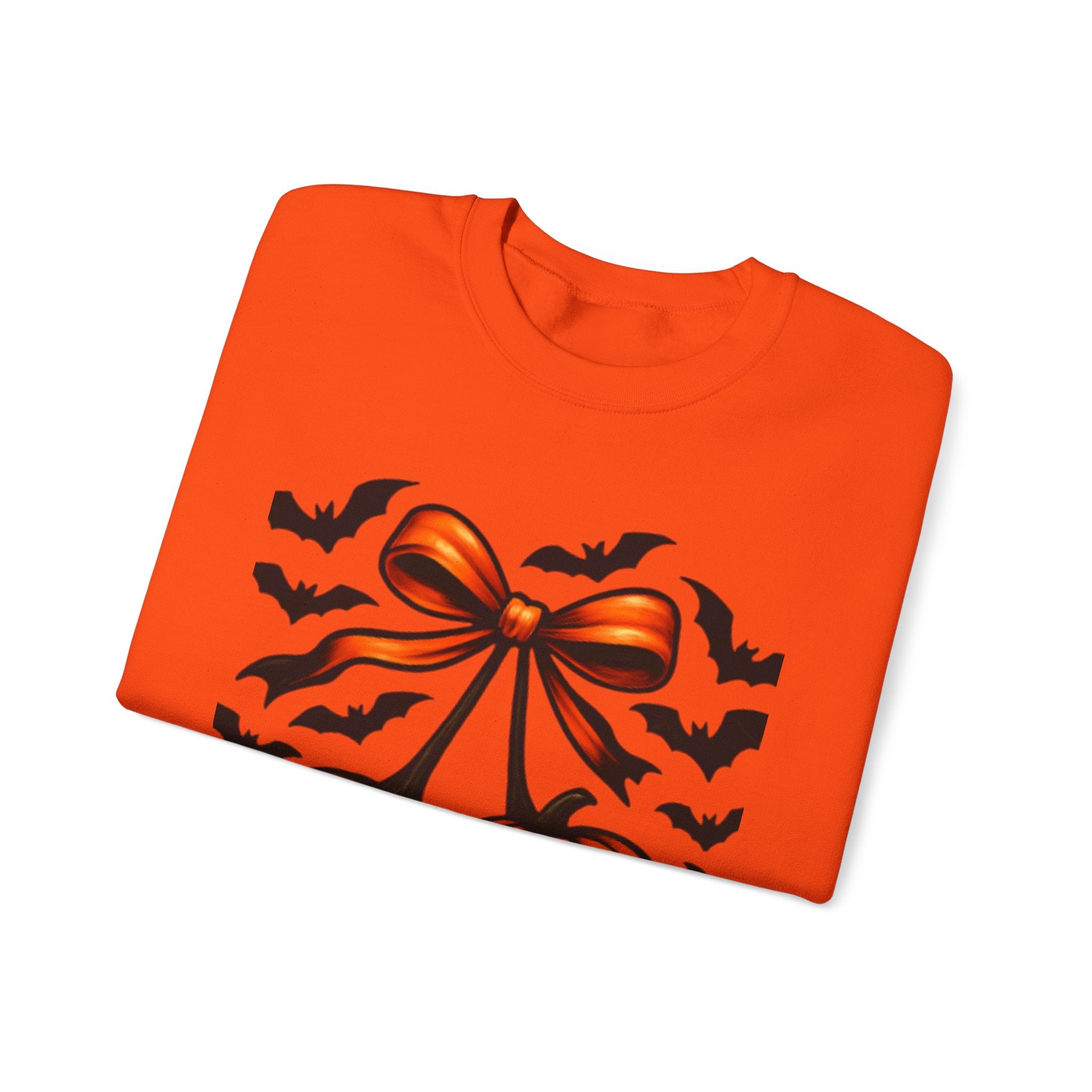 Pumpkin Bow Crewneck Sweatshirt | Cozy Halloween Apparel, Fall Fashion, Unisex Sweater, Autumn Gift, Spooky Season Clothing