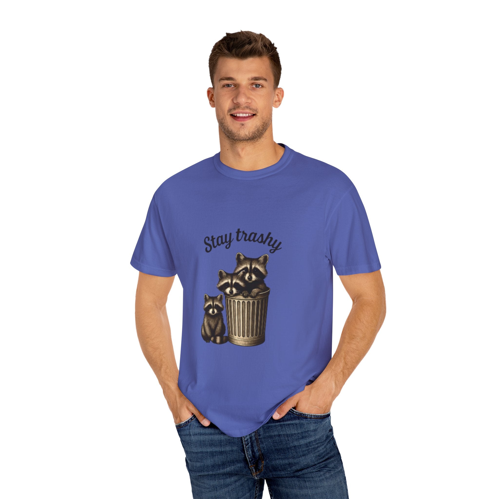Stay Trashy Unisex T-Shirt, Funny Graphic Tee, Eco-Friendly Fashion, Gift for Raccoon Lovers, Casual Wear, Humor Shirt