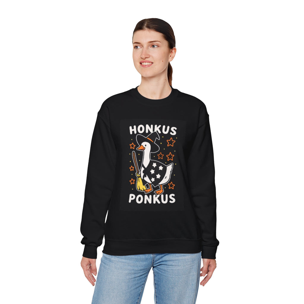 Whimsical Goose Sweatshirt - Honkus Ponkus, Funny Unisex Crewneck, Halloween Apparel, Gift for Animal Lovers, Cozy Fall Fashion