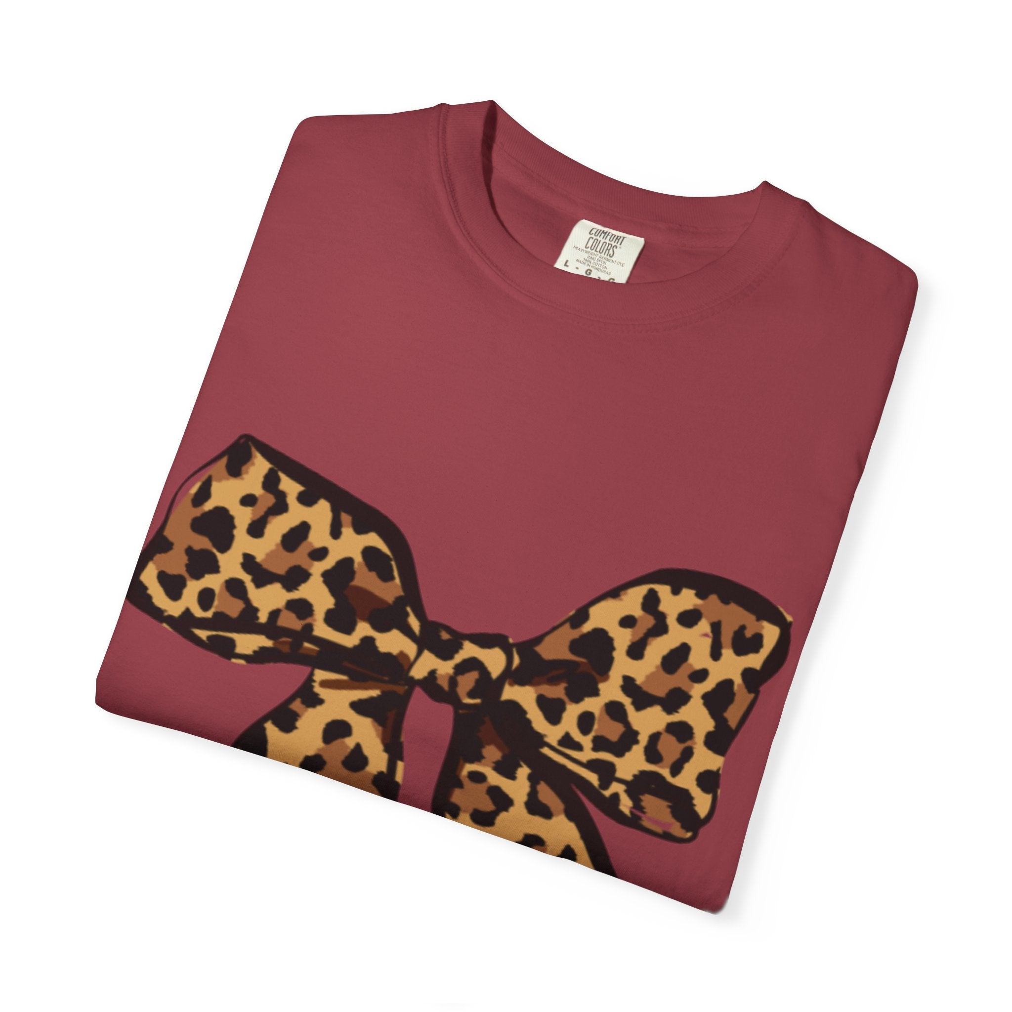 Leopard Print Bow T-Shirt, Fun Gift for Fashion Lovers, Casual Wear, Birthday, Everyday Style, Unique Graphic Tee