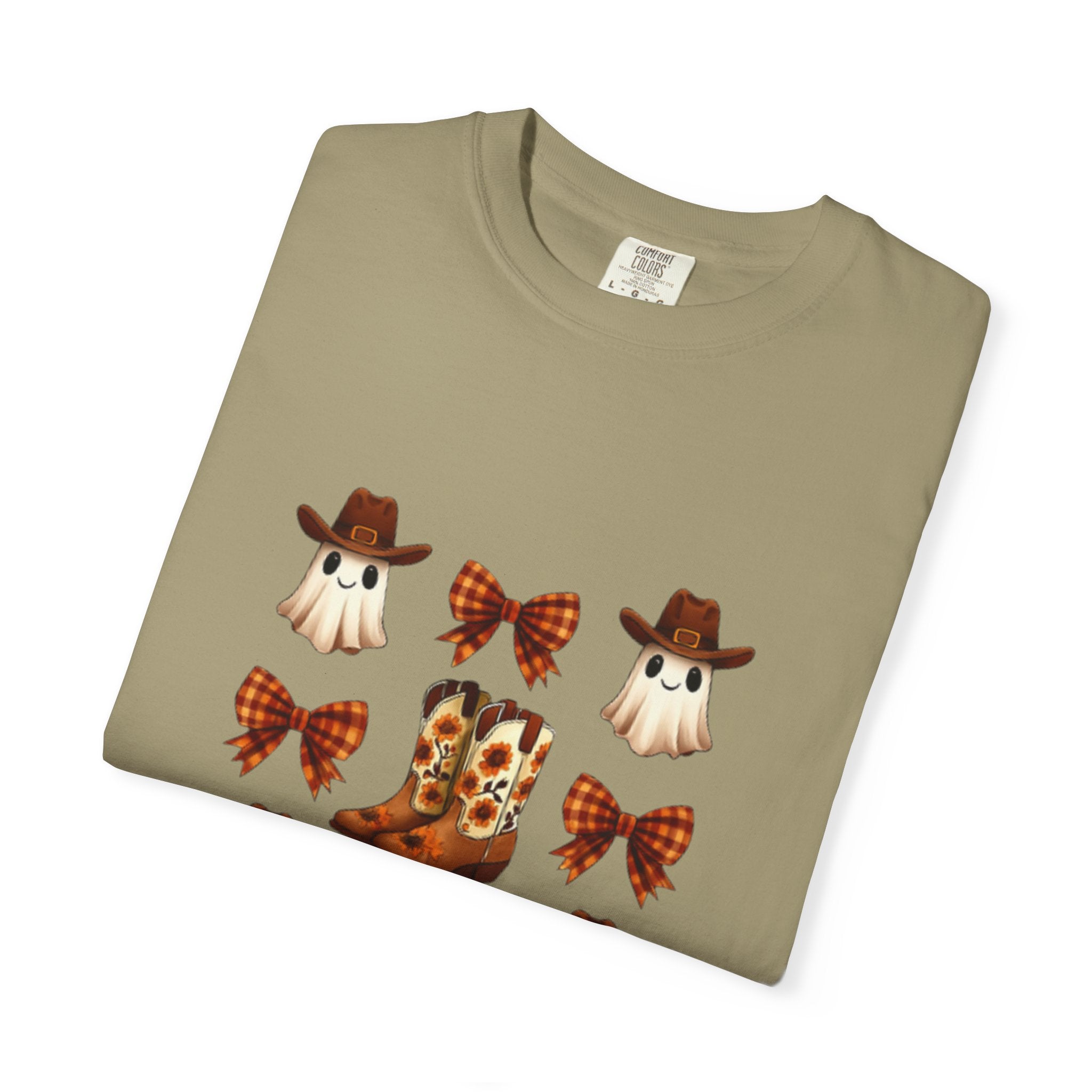 Whimsical Ghost & Boot T-Shirt | Halloween Unisex Tee, Fall Fashion, Cozy Casual Wear, Spooky Season Gift, Cute Outfit
