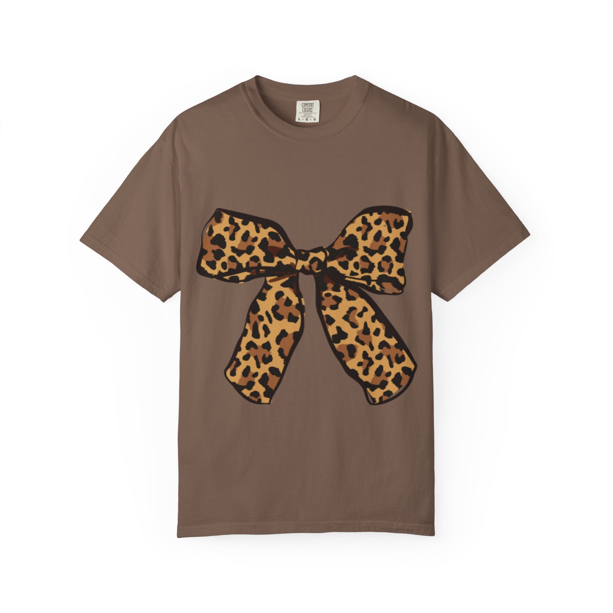 Leopard Print Bow T-Shirt, Fun Gift for Fashion Lovers, Casual Wear, Birthday, Everyday Style, Unique Graphic Tee