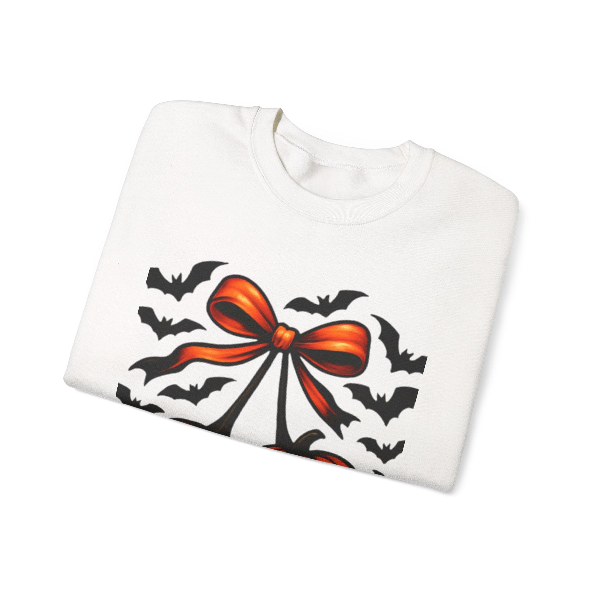 Pumpkin Bow Crewneck Sweatshirt | Cozy Halloween Apparel, Fall Fashion, Unisex Sweater, Autumn Gift, Spooky Season Clothing