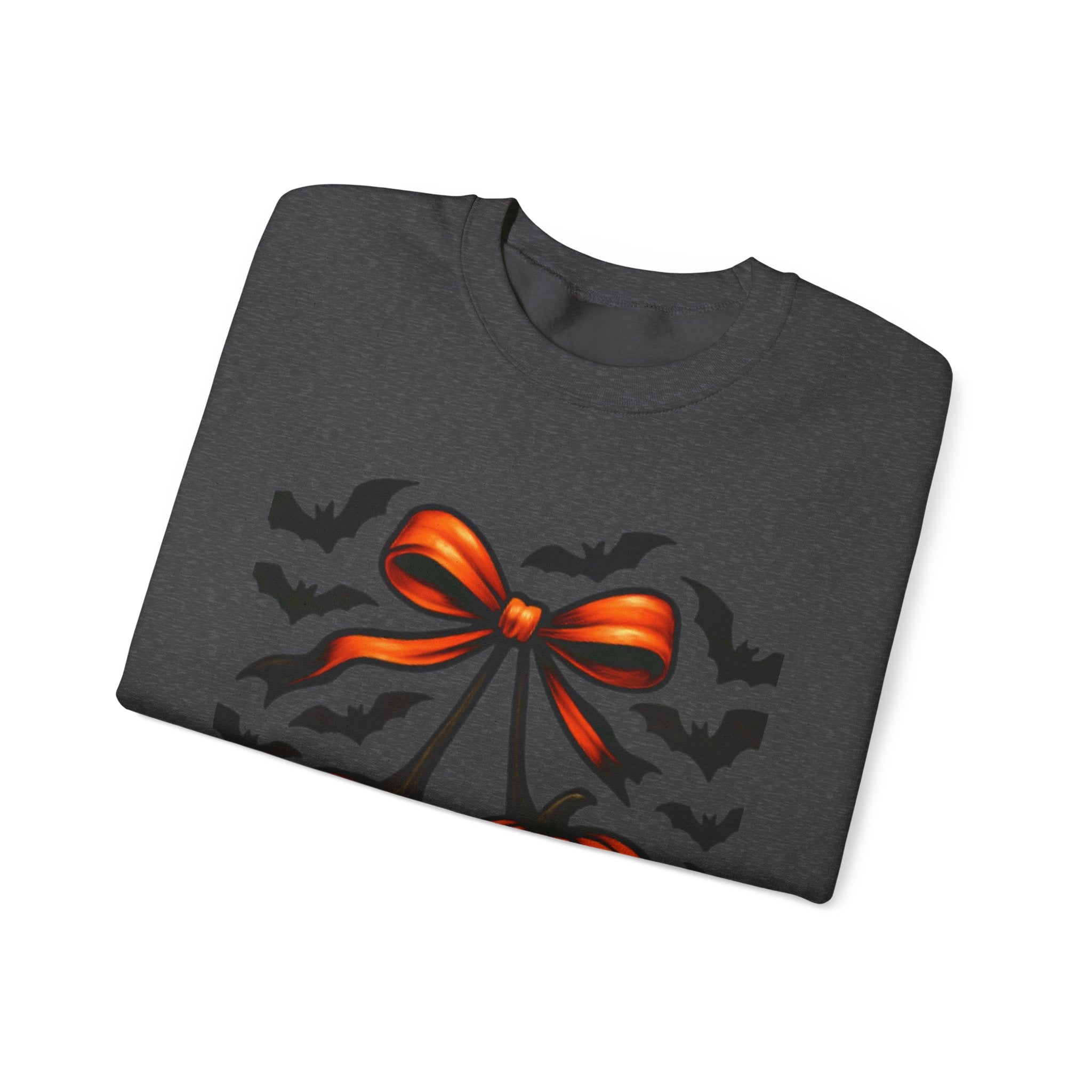 Pumpkin Bow Crewneck Sweatshirt | Cozy Halloween Apparel, Fall Fashion, Unisex Sweater, Autumn Gift, Spooky Season Clothing