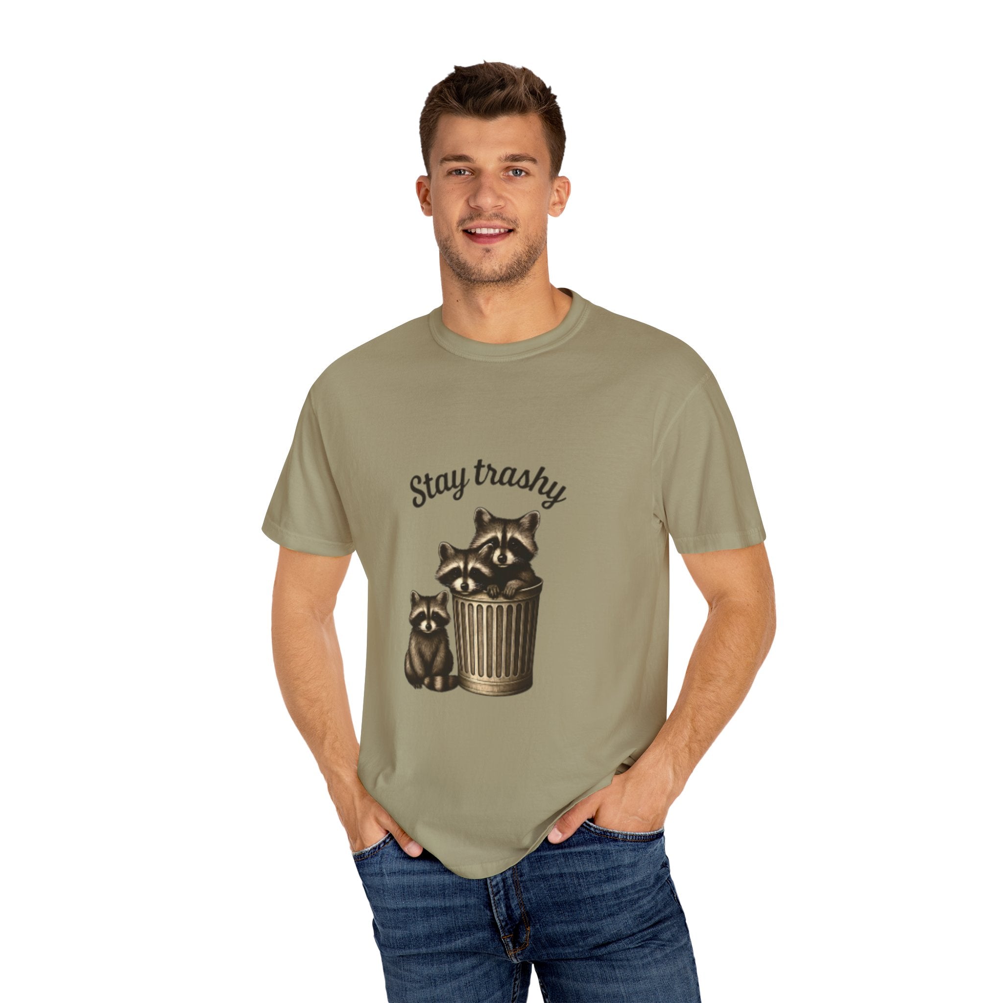 Stay Trashy Unisex T-Shirt, Funny Graphic Tee, Eco-Friendly Fashion, Gift for Raccoon Lovers, Casual Wear, Humor Shirt