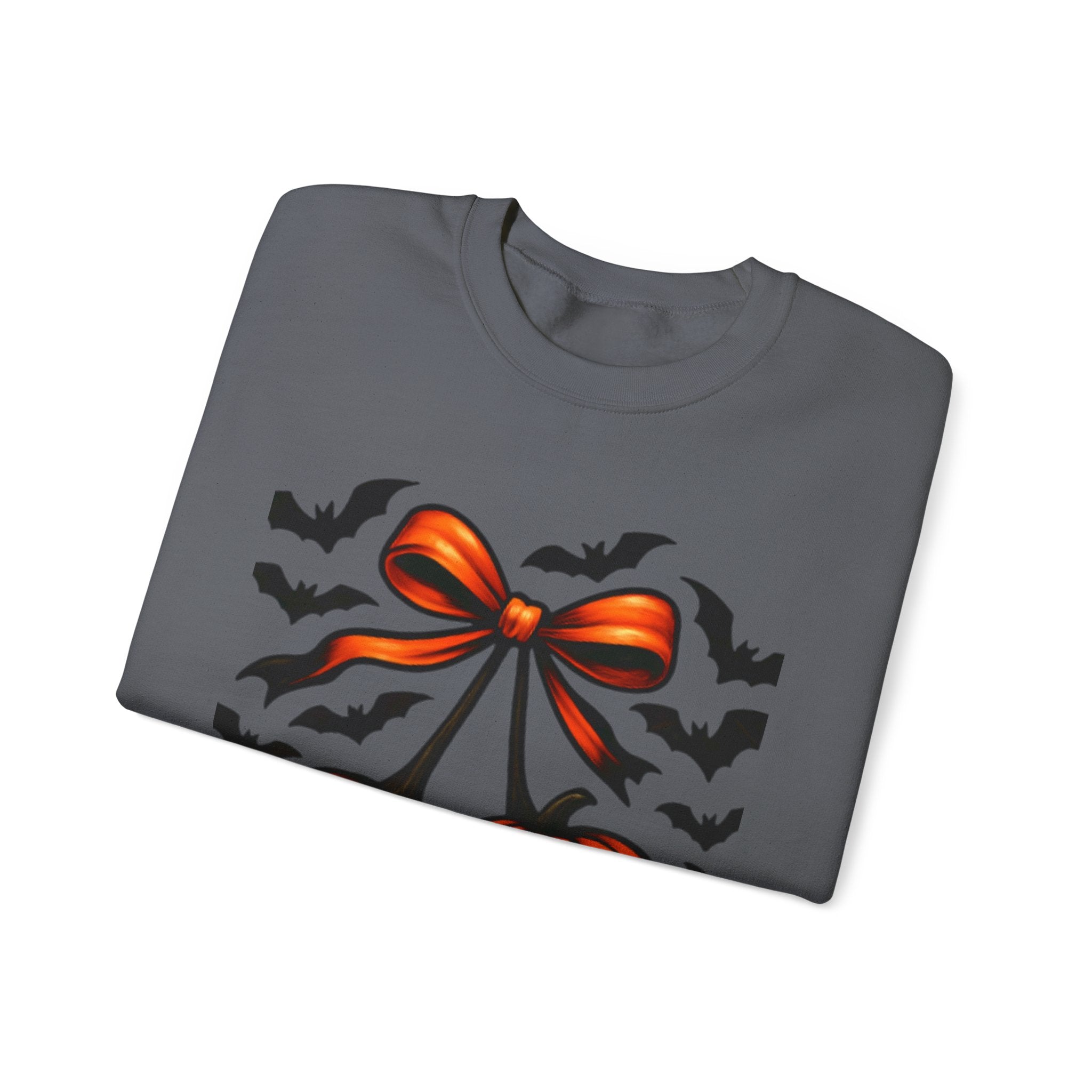 Pumpkin Bow Crewneck Sweatshirt | Cozy Halloween Apparel, Fall Fashion, Unisex Sweater, Autumn Gift, Spooky Season Clothing