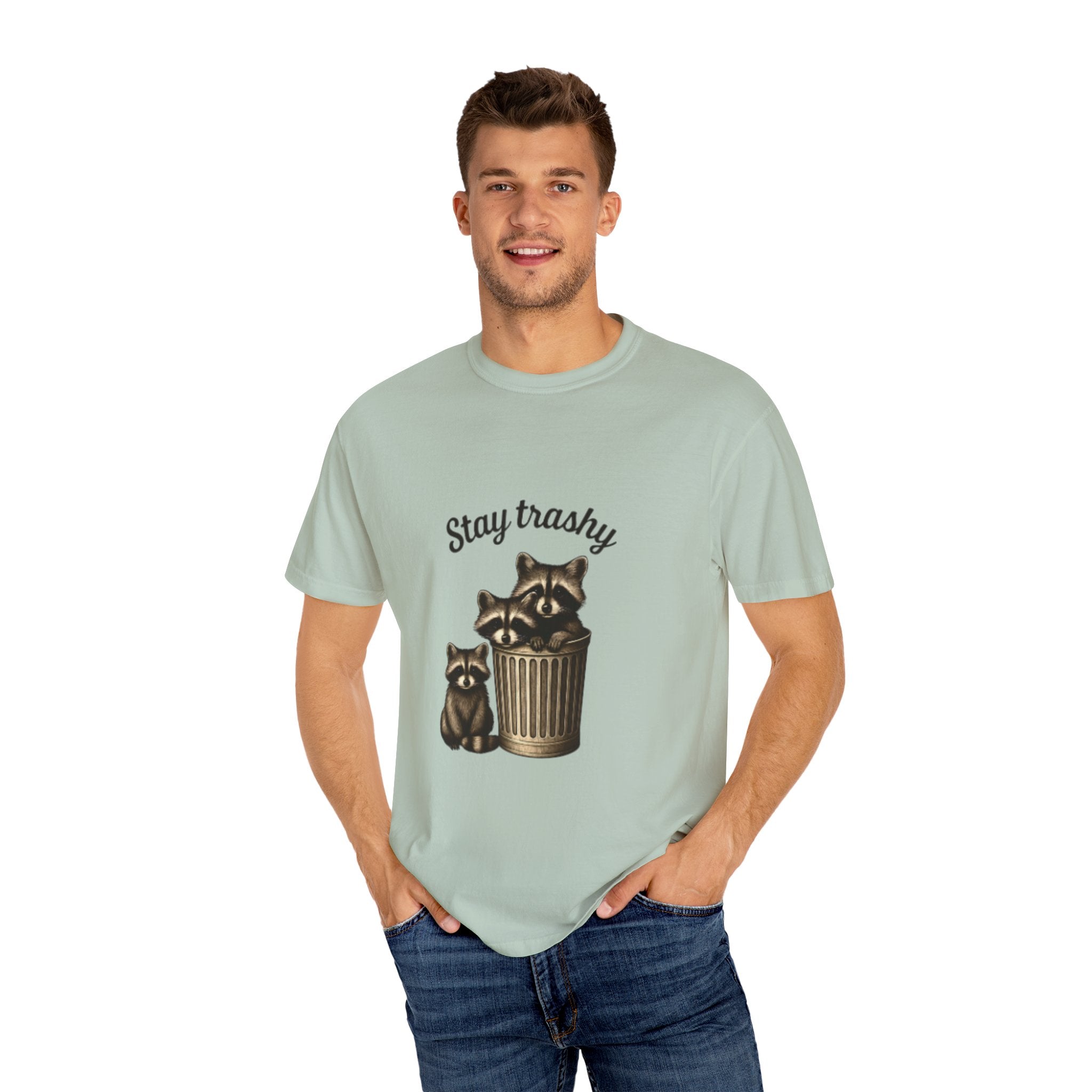 Stay Trashy Unisex T-Shirt, Funny Graphic Tee, Eco-Friendly Fashion, Gift for Raccoon Lovers, Casual Wear, Humor Shirt