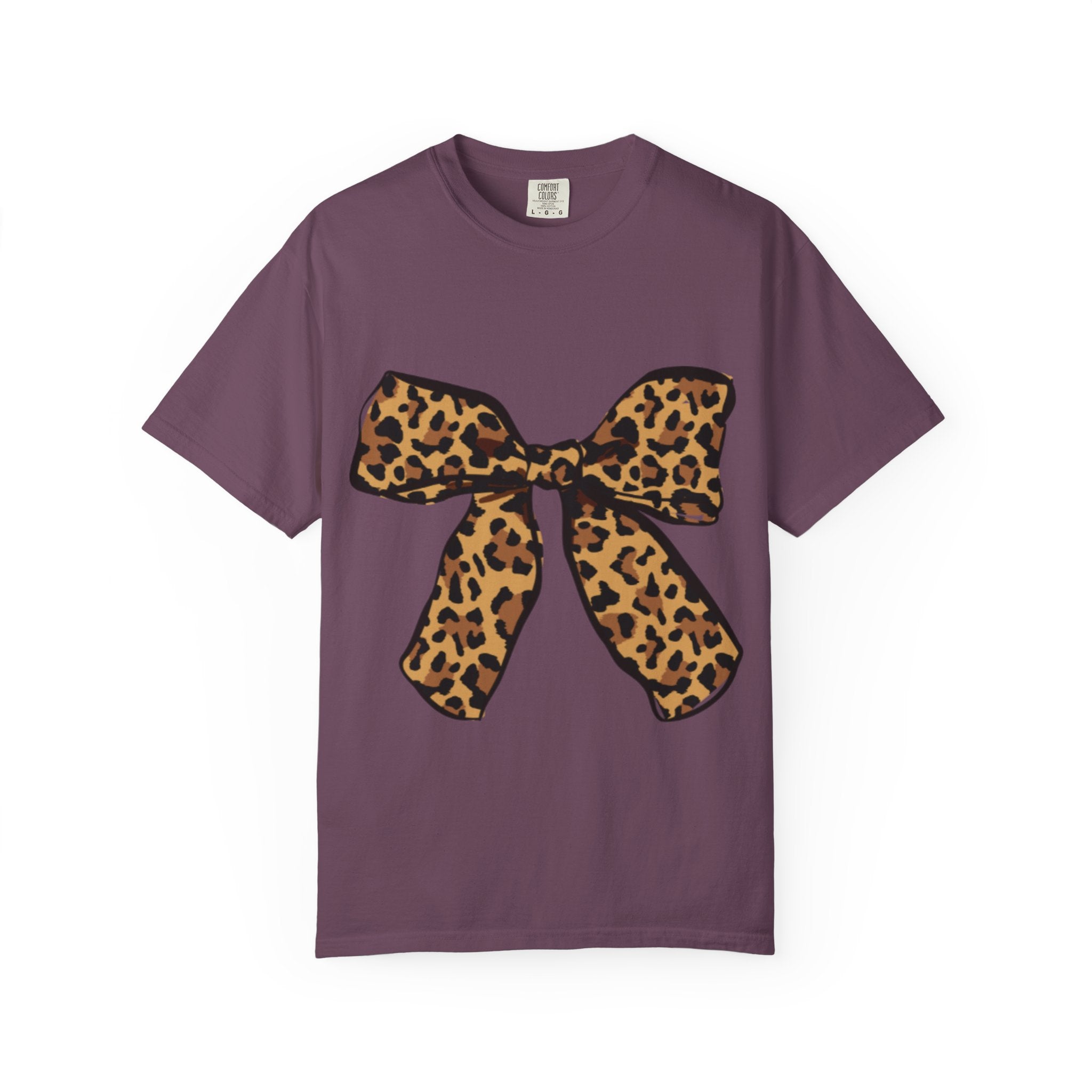 Leopard Print Bow T-Shirt, Fun Gift for Fashion Lovers, Casual Wear, Birthday, Everyday Style, Unique Graphic Tee