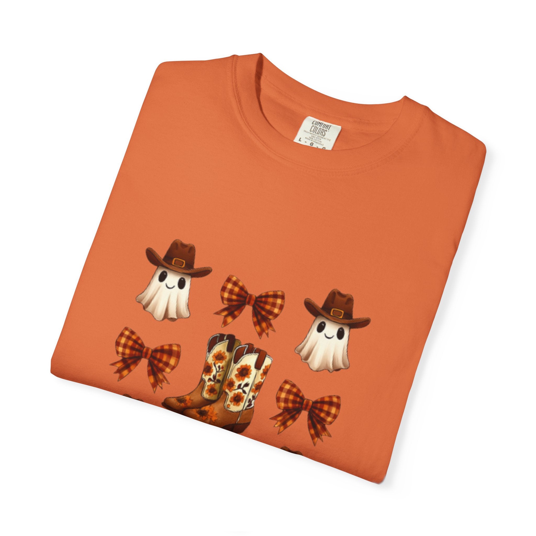 Whimsical Ghost & Boot T-Shirt | Halloween Unisex Tee, Fall Fashion, Cozy Casual Wear, Spooky Season Gift, Cute Outfit